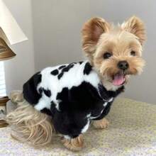 Autumn/Winter New Pet Dog Cat Classic Black & White Patchwork Dog Jacket, Thick Faux Fur Coat For Small/Medium Dogs & Cats, Schnauzer, French Bulldog, Poodle