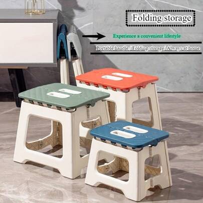 1 pieza Taburete plegable, taburete plegable, taburete portátil ligero y resistente con asa y función antideslizante, apto para cocina, baño, dormitorio, campamento, pesca, senderismo, barbacoa.