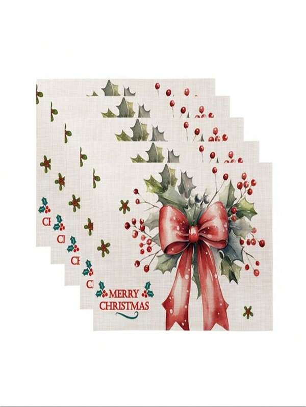 4 piezas de manteles individuales con decoración de mariposas para Navidad, de 30*45cm de tela para reuniones familiares, decoración navideña, decoración del hogar, adornos festivos