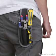 WINHUNT Durable Canvas Electrician Tool Pouch, Small Tool Bag With Belt Clip, Tool Belt Pouch, Electrician Tool Bag. Mini Storage Pocket Accessory, Suitable For Tool Belt, 4 Pockets And Heavy-Duty Metal Belt Clip