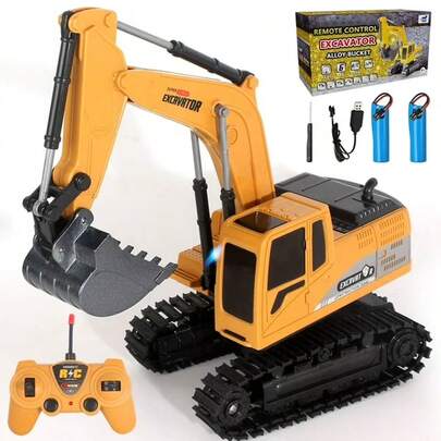2025 Remote Control Excavator Toys For Boys, RC Excavator Toy For Boys 6 7 8 9+Year Old Kids Christmas Birthday Gift,RC Digger Truck Construction Vehicles With Metal Shovel & Light,Real Engineering Building Toys, Remote Control Toys, Birthday Gift, Christmas Gift