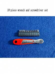 适用于狭窄空间的螺丝刀手柄，前后，弯曲扳手，直角弯曲，螺丝刀，钢材质，红色，需要组装，非电动，无需电池，适用于工业和科学用途