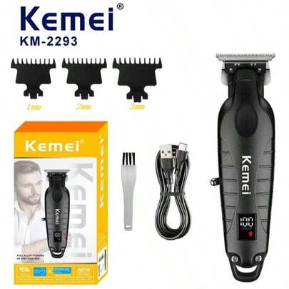 Kemei KM-2293 Men's Professional Hair Clipper, With LCD Display, Electric Shaver/Beard Trimmer, R-Type Round Head Blade, Men's Electric Shaver, Haircut Set, Haircutting Tools, USB Type-C Port, Gift For Men