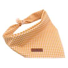 Lionet Paws Dog Bandana For Small Medium Large Dogs, Cat Dogs Kerchief Triangle Bibs Scarf For Girl Or Boy - Yellow & White Plaid - 查看 4