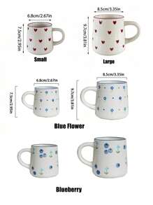 1pc 200ml/420ml Heart-Shaped Ceramic Mug, Simple & Elegant Circular Pattern Cup, Suitable For Cafe Latte, Milk, Yogurt, Oatmeal, Afternoon Tea, Couple Cup, Gift Back To School