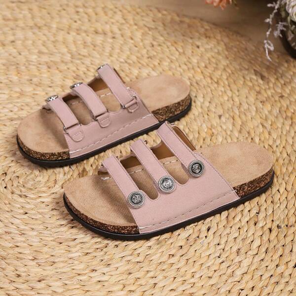 2025 Neue modische Retro-Sandalen mit dreifacher Schnalle und dicker Sohle, offene Zehenpartie, Strandmode