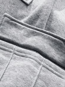 MAISONFOX Men's Loose Flap Pocket Side Drawstring Elastic Waist Long Cargo Pants, Solid Color Light Gray Casual Pants, Suitable For Outdoor, Commuting, Office, Winter Work Wear Thickened Faux Lamb Wool Lining Drawstring Waist Casual Pants, Warm And Comfortable For Leisure And Home Wear - Light Grey - View 6