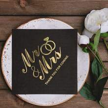 100 Count 5x5 Folded Wedding Napkins – 3-Ply Gold Foil Cocktail Napkins For Bridal Showers, Anniversaries & Dinner Gatherings