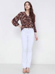 Intens Long Sleeve Viscose Blouse - Rust Brown - View 4