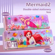 1PC doppelseitige Schreibwarenbox, multifunktional mit Bleistiftspitzer, Cartoon, Mädchen und Jungen Schüler Schulgeschenke