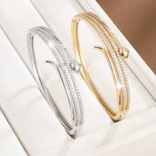 1pc Elegant Snake Shaped Artificial Zirconia Inlaid Women Bracelet