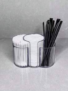 1pc Bathroom Storage Box, 2-In-1 Connected Makeup Remover Wipes & Cosmetic Tools Organizer Box, Desktop Vanity Tray