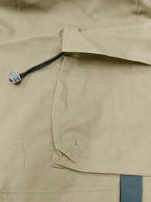 Men's Cool Multi-Pocket Design With Drawstring Detail Straight Leg Cargo Shorts - Khaki - View 5