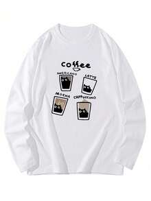 女士宽松卡通印花长袖棉质T恤，百搭春秋装