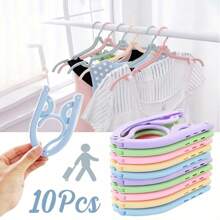 10 Pack Portable Folding Clothes Hangers With Non-Slip Grip - Durable Plastic For Travel And Home Use