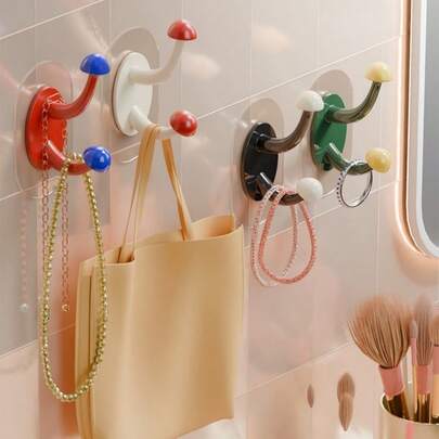 1 Set Of 4pcs Dopamine Bathroom Hooks, Ultra-Strong Adhesive No-Drill Wall Hangers For Clothes, Towels, Accessories, And Kitchen Storage, Multipurpose Wall Mount Organization For Small Spaces, Entryway, Living Room And Shower Area, Seamless Quick-Install D R-Friendly Wall Hooks For Everyday Use, Hidden Sticker Design, High-Load Capacity, Rust-Resistant, No Damage, Easy Clean, Wide Compatibility With Ceramic, Glass, Tile, And Painted Surfaces, Ideal For Bath, Kitchen, Hallway, And Wardrobe Organization, Space-Saving Solution For Modern Home And Apartment Décor