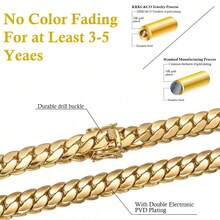 1pc Punk Style Stainless Steel Gold Plated Color Men Link Chains Bracelets & Necklaces Jewelry  For Men  Jewelry Cuban Link Chain Accessories Men Gold Chain Cuban Link Chain Women  Men's Jewelry  As Party & Gift & Stage Show Auspicious New Year Gifts - 9,6mm (0,38 inch) - Xem 9