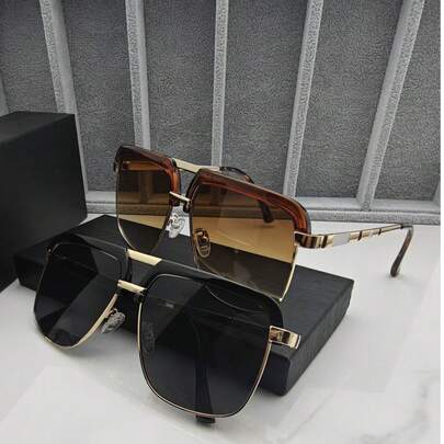 Men's High-End Fashion Decorative Sunglasses, Suitable For Driving, Shooting, Workplace, Solid Color, High-End Fashion, All Season