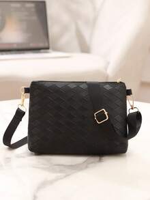 Women's Rhombus Fashion Shoulder Bag, Gold Color Evening Bag For Summer - Black - View 6