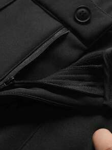 男士保暖内衬工装裤，松紧腰带户外工作裤，秋冬季 - 黑色 - 查看 11