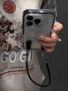 Apple Smart Fashion Phone Case With Lanyard Strap, Aluminum Alloy Ring. This High-End Phone Case With Lanyard Features A 3-In-1 Thick And Durable Material, Compatible With IPhone, With Water-Resistant, Shock-Proof, Drop-Proof And Scratch-Resistant Protection. - Black - View 11
