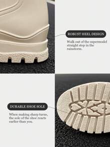 7-Inch Height Women's Rain Boots, New White Waterproof Ankle Boots, Soft & Comfortable Flat Bottoms, Lightweight, Suitable For Outdoor, Rainy Days, Gardening, Car Washing, Fishing, All Season