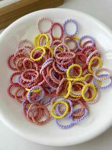 100pcs Colorful Hair Ties, Non-Damaging & Non-Slip Hair Ties, Cute Hair Scrunchies Suitable For Daily Wear & Commuting ,Hair Rope Ponytail Head Accessories