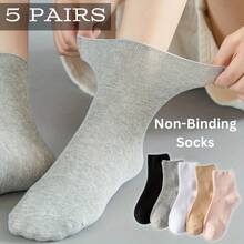 5 Pairs Of Women's Non-Binding Socks, Comfortable Non-Restrictive Socks For Elderly And Pregnant Women, Perfect Gift - Nhiều màu - Xem 1