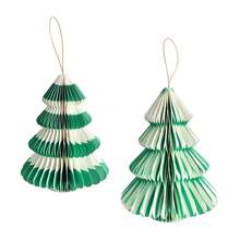 1pc Red & Green Striped Honeycomb Folding Christmas Tree Ornament, Compact & Elegant, Great Home Decor For Christmas Season