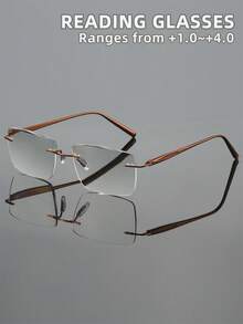 Rivsar 处方眼镜，新款经典方形无框商务金属老花镜，高清护眼，长时间佩戴不眩晕，适合阅读/缝纫/商务/办公/优雅/日常佩戴，轻盈方形弹簧镜腿，适合运动防滑，电脑舒适阅读，抗眼疲劳老花镜，便捷携带设计，适合各种脸型，奢侈品牌设计师眼镜，节日礼物，送给父母的礼物，万圣节，情人节，圣诞节，老花镜，女士老花镜 - 透明色 - 查看 11