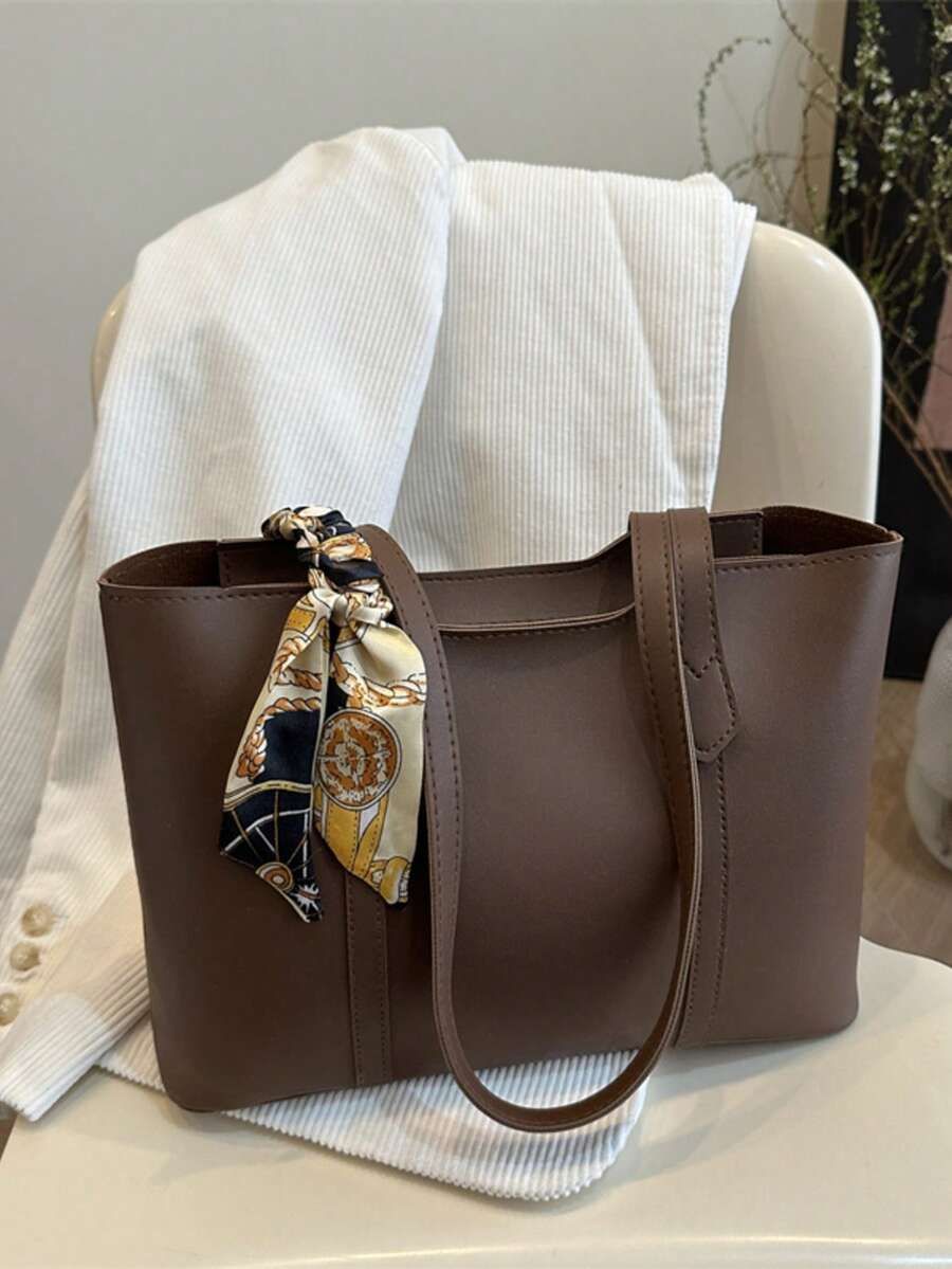 全新奢华图案百搭女士单肩托特包 - 棕色 - 查看 1