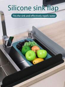 1pc Silicone Sink Splash Guard, Suction Cup Splash Cover, Reusable Sink Splash Shield, Sink Splash Protector For Kitchen And Bathroom, Bendable And Easy To Install