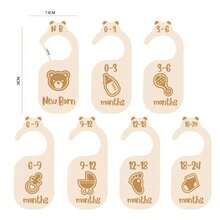 8PCS/SET Baby Closet Size Dividers For Girls Wardrobe Wooden Hanger Separators Baby Clothing Organizers Pink Bowknot Baby Closet Tag Boards For Clothes Baby Gilrs Shower Gift Princess Room Decorations - Multicolor - View 9
