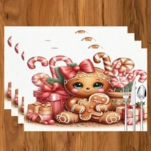 1 cái/4 cái/6 cái Miếng lót đĩa bằng vải lanh in họa tiết Giáng sinh, Trang trí Giáng sinh, Thích hợp cho bàn ăn, Trang trí mọi mùa, Miếng lót bàn có thể giặt được, Trang trí phòng, Miếng lót ly, Miếng lót bàn ăn nhà bếp, Trang trí tiệc trong nhà ngoài trời, Trang trí nhà cửa, Quà tặng lý tưởng - Nhiều màu - Xem 26