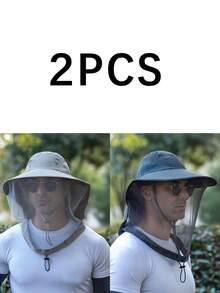 户外钓鱼帽网眼面罩遮阳帽男士透气网眼男士太阳帽夏季帽子，适合徒步、钓鱼等夏季户外活动