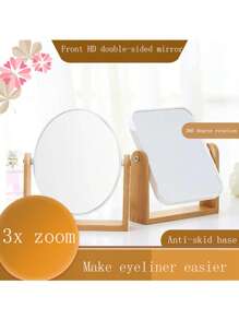 Espejo de maquillaje con base de bambú natural, aumento de 1x/3x, espejo de aumento giratorio de doble cara a 360 grados, decoración de tocador, oficina, habitación, regalo de belleza, maquillaje, barato, decoración de habitación, tocador, viaje, dormitorio, accesorios de maquillaje, espejo, espejo de tocador, mini espejo, espejo compacto, espejo pequeño, espejo de mano