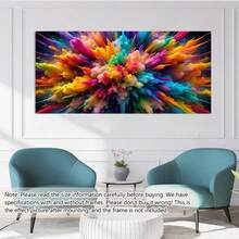 一幅充满活力的波西米亚抽象水墨画，帆布材质，适用于客厅和卧室，现代无框墙面装饰，色彩绚丽的画布设计，完美契合现代家居装饰和走廊装饰 | 抽象墙面艺术 | 无框帆布画，适用于客厅和卧室的帆布墙面艺术，海报，墙面艺术，房间装饰，现代风格，带框墙面艺术 - 彩色 - 查看 3