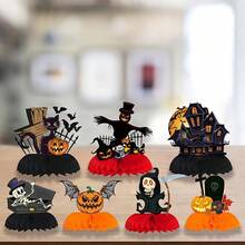 万圣节派对蜂巢中心装饰，蜂巢纸扇中心装饰，桌面装饰。万圣节派对餐桌蜂巢装饰（需DIY组装，易于组装）