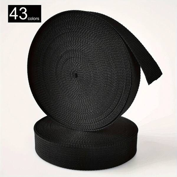 10m/32,8ft X 1in/2,54cm Correa de Nailon Negro, Adecuado para Exteriores, Correa para Mascotas, Ajuste, Alta Resistencia y Resistente a la Abrasión