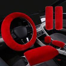 冬季兔子毛绒汽车方向盘套弹力把套手刹把套车内用品内饰