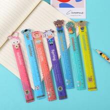 1 件动物图案 5.9 英寸尺子 - 耐用塑料，彩色花卉图案，适合办公室和学校使用