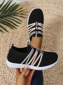 Ultra-Light & Breathable Knit Sneakers For Women, Slip-On Casual Loafers, Soft Sole Comfortable Walking Shoes