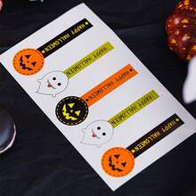4PCS,Pumpkin Head Long Strip Pudding Stickers, Baking Stickers, Cosmetic Bottle Stickers, Self-Adhesive Labels, Decorative Sealing Stickers (5 Pieces Per Sheet)
