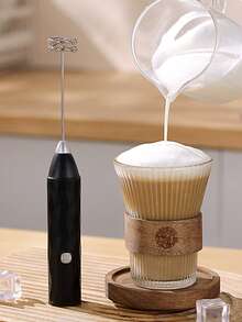 Espumador de leche, espumador de leche portátil y potente, mini espumador de leche, agitador de café, batidor de bebidas de acero inoxidable para café, lattes, capuchinos, matcha, chocolate caliente, fabricante de espuma portátil, batidora eléctrica inalámbrica mini cafetera