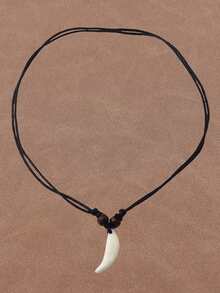 1-częściowy modny naszyjnik z wisiorkiem w kształcie zęba wilka, regulowany, odpowiedni do codziennego noszenia przez kobiety - Czarne - Zobacz 6