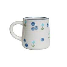 1pc 200ml/420ml Heart-Shaped Ceramic Mug, Simple & Elegant Circular Pattern Cup, Suitable For Cafe Latte, Milk, Yogurt, Oatmeal, Afternoon Tea, Couple Cup, Gift Back To School