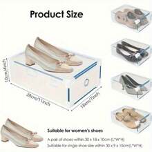 10 Pack Transparent Boxes Foldable Storage Boxes Plastic Drawer Stackable Storage Boxes 31 X 20 X 11cm For Shoes Files Clothes Or Cosmetics Storage - Transparent - 查看 3