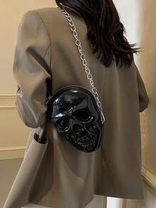 BAILEE Chiếc túi hình đầu lâu bằng silicon màu trơn, thời trang và độc đáo theo phong cách punk chủ đề Halloween này có khóa kéo và dây xích kim loại, phù hợp để nữ đeo chéo. Có thể dùng trong các bữa tiệc Halloween, phối cùng trang phục Halloween, hoặc làm quà tặng Halloween. Đây vừa là một chiếc ví chủ đề Halloween, vừa là sự lựa chọn hoàn hảo cho thời trang Halloween và phong cách Gothic, trở thành món quà Halloween tuyệt vời nhất dành cho phái nữ, kết hợp hoàn hảo với trang phục Halloween. - màu đen - Xem 5