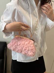 Túi cầm tay xích hoa mới 2025, Túi xách thời trang cho nữ, Túi đeo vai, Túi đeo chéo, Túi tote xích màu trơn [Họa tiết hoa ngẫu nhiên], Thích hợp để mua sắm, bỏ ví, Phụ nữ trẻ, Sinh viên đại học, Cặp đôi mới cưới, Nữ công sở. Lý tưởng cho văn phòng, trường đại học, công việc, kinh doanh, đi làm, hoạt động ngoài trời, du lịch và dã ngoại - Hồng - Xem 5