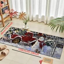 1pc Home Decor, Snowman & Christmas Tree Pattern Print, Christmas, Christmas Gift, Christmas Decoration, Diatomite Kitchen Carpet, Kitchen Mat, Rug, Rectangle Carpet, Suitable For Living Room, Bedroom, Hallway, Bathroom, Laundry Room - Polyester Carpet, Suitable For Indoor And Outdoor Home Decor